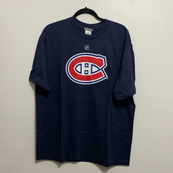 BNWT NHL Montreal Canadian Navy #17 Georges LARAQUE Blue Graphic T-Shirt size L - Picture 1 of 4